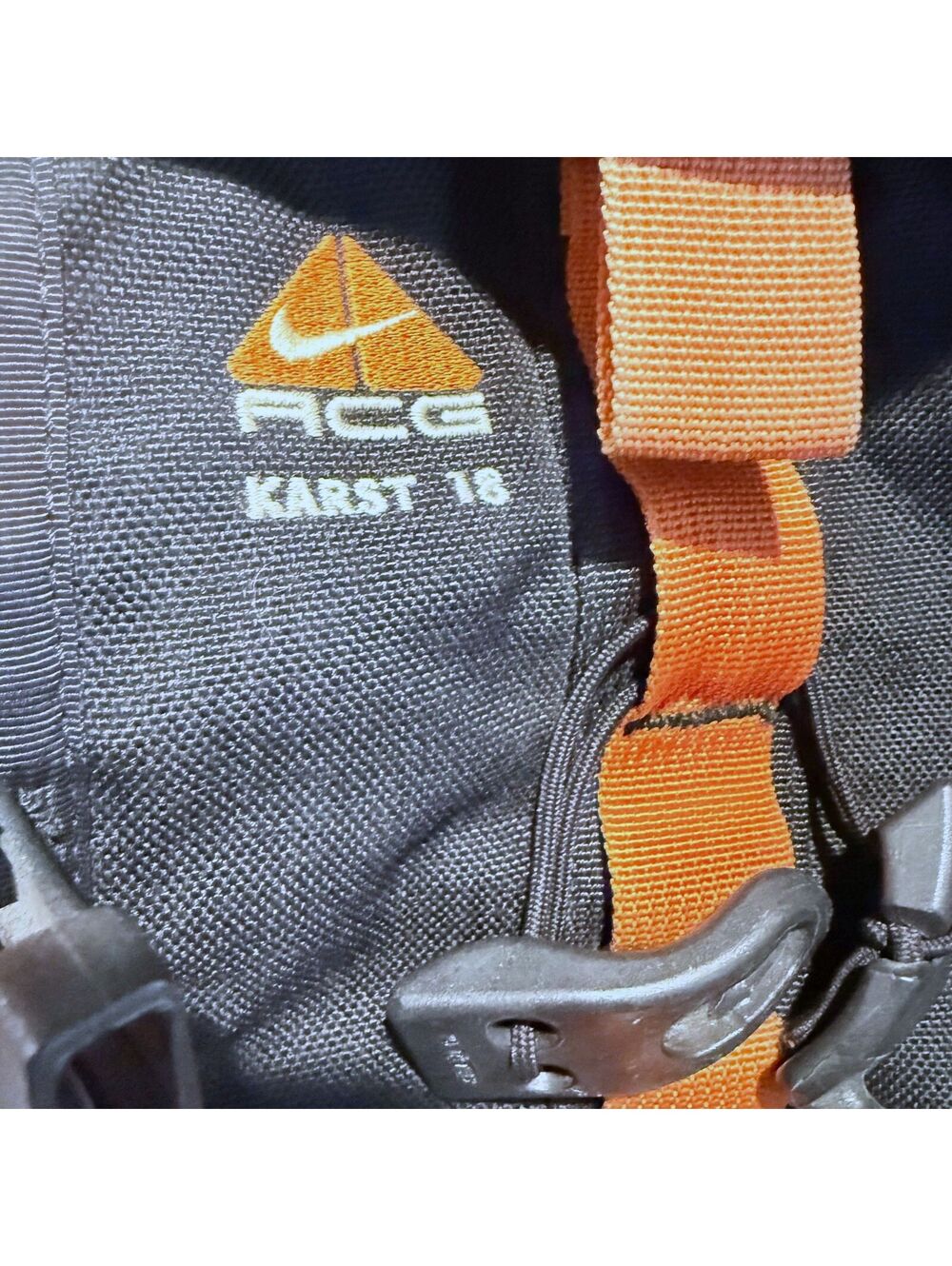Vintage 90s Nike ACG Karst 18 Hiking Canvas Backpack Orange Black